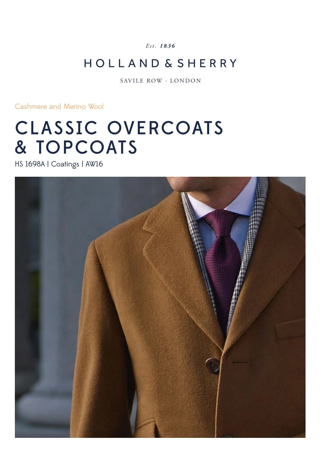 Pánský kabát šitý na zakázku (bespoke) z kolekce látek Holland & Sherry