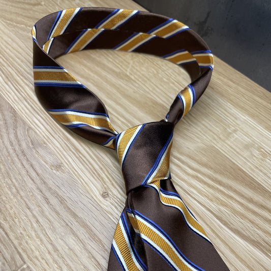 Ručně šitá hedvábná kravata - retro hnědá JDobias-tailoring